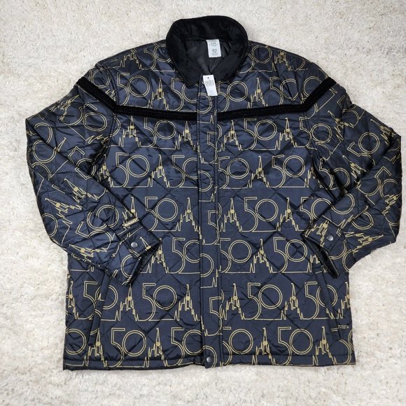 Disney Other - Walt Disney World Jacket Mens XXL Black 50th Anniversary Quilted Zip Castle
